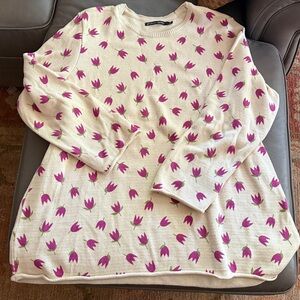 GUDRUN SJÖDÉN Scandinavian tulip pattern recycled cotton sweater like new